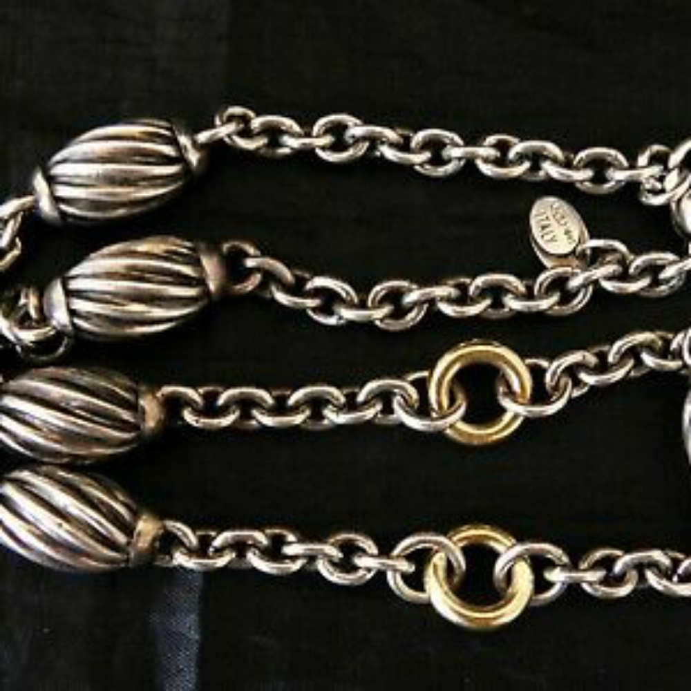 Alisa Italy beaded sterling/18K Choker Necklace17"